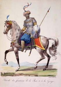 Perzsia és Grúzia határainak khurde harcosa, deb 19. század alkotó: French School