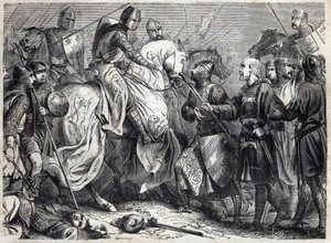 Nagyképű V. Alfonz (v. 1396-1458), Aragónia királya meghódítja Nápoly királyságát. Maurice Lachatre vésése „A pápák történetébe” (...) A királynő és a császárok bűnei az évszázadok során alkotó: French School