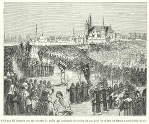 III. Fülöp francia király apja, IX. Lajos csontjait vitte a párizsi Szent Denis-bazilikába temetésére. alkotó: French School