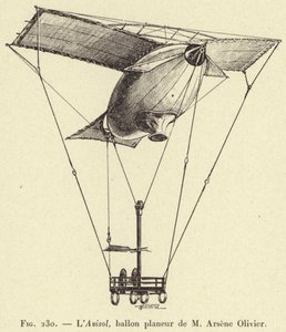 Az Avisol, vitorlázó léggömb, M Arsene Olivier (metszet) alkotó: French School