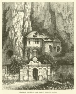 Saint-Hubert remeteség, Namur közelében (metszet) alkotó: French School