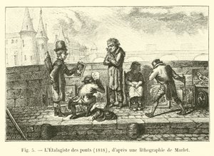 Etalagiste des ponts, 1818, Marlet litográfiája nyomán alkotó: French School