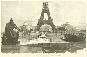 Az 1889-es egyetemes kiállítás, a Champ de Mars alkotásainak állapota, kilátás a Trocadero palotából, M H-C Godefroy fényképe szerint (metszet) alkotó: French School