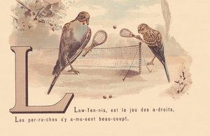 L: A gyep-tenisz, az okosok játéka; a papagájok nagyon jól szórakoznak! alkotó: French School