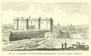 A Bastille a Faubourg Saint-Antoine oldalán, 1650 körül, I. Silvestre után alkotó: French School