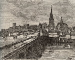 La Charite sur Loire - La Charite-sur-Loire - Nievre, Burgundia régiójában - "France illustree: földrajz, történelem, statisztikai igazgatás" metszete, V.-A. Maláta-barna. 1884 alkotó: French School