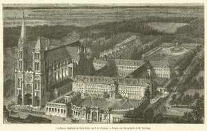 A Saint-Denis császári ház madártávlatból (metszet) alkotó: French School