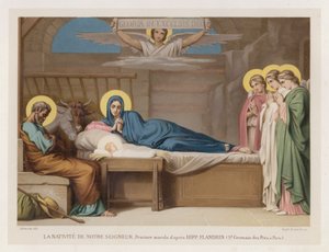 Urunk születése, falfestmény Hipp Flandrin nyomán, St Germain des Pres, Párizsban (chromolitho) alkotó: French School