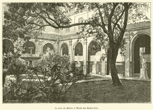 A Murier-udvar az Ecole des Beaux-Arts-ban (metszet) alkotó: French School