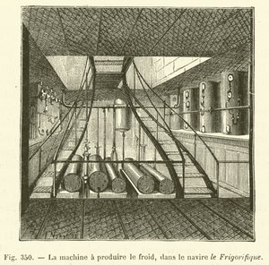 A hideget előállító gép, a hajóban a hűtő (gravírozás) alkotó: French School