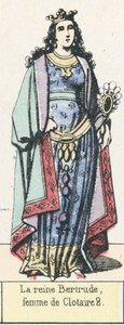Bertrude királynő, Clotaire 2 felesége (színes metszet) alkotó: French School