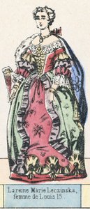 Marie Leczinska királynő, Lajos 15 felesége (színes metszet) alkotó: French School