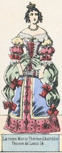 Marie Teréz osztrák királynő, Lajos 14 felesége (színes metszet) alkotó: French School