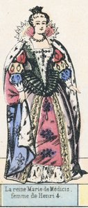 Marie de Medici királynő, Henrik 4 felesége (színes metszet) alkotó: French School