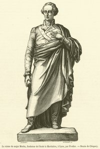 Martin őrnagynak, a Martiniere iskola alapítójának szobra Lyonban (metszet) alkotó: French School