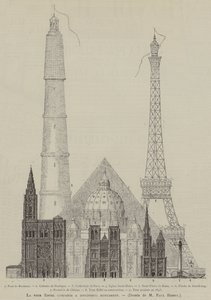 La tour Eiffel comparee a differents monuments (metszet) alkotó: French School