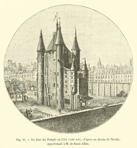 A templomtorony 1793-ban, keleti oldal; Nicolle rajza után; M de Saint-Albinhoz tartozik alkotó: French School