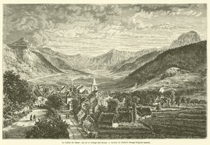 A Mont-Dore völgye és Les Bains faluja (metszet) alkotó: French School