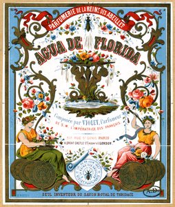 Címkereklám Aqua de Florida parfüm a La Reine des Abeilles parfümboltból, Párizs, 19. század 2. fele alkotó: French School