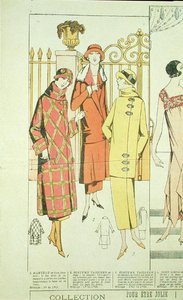 Női kabátok, illusztráció a „La Mode du Jour”-ból alkotó: French School