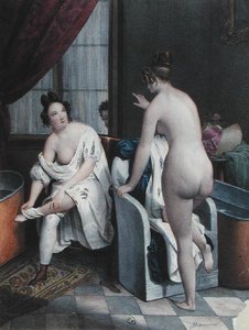 Fürdő hölgyek, 1840 körül (színes litó) alkotó: French School
