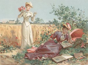 Hölgyek a kukoricamezőn (chromolitho) alkotó: French School
