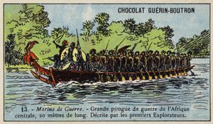 Nagy közép-afrikai háborús kenu (chromolitho) alkotó: French School