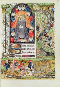 Lat 1156 B f.163 november; szarvasvadászat, Marguerite dOrleans óráiból, 1426-38 alkotó: French School