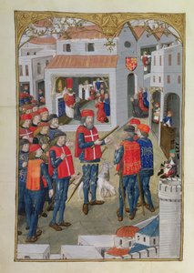 Lat 6067 fol.33v Jeruzsálemi Szent János lovagjai Rodosz védelmére készülnek, A Rodosz ostromának története, Guillaume Caoursin, 1483 alkotó: French School
