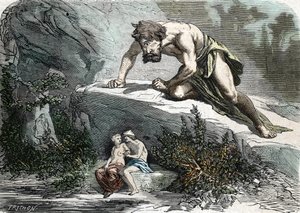 „The Cyclops Polypheme Surprising Galatee et Acis” (metszet) 1864 alkotó: French School