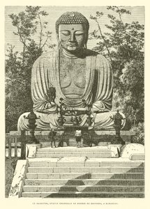 A Daibutsu, Buddha kolosszális bronzszobra Kamakurában (metszet) alkotó: French School