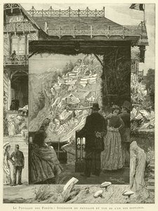 Der Pavillon des Waldes, Innenansicht des Pavillons und Blick auf eines der Dioramen