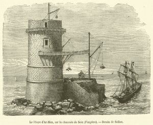 Ar-Men világítótornya, a Chaussée de Sein, Finistere (metszet) alkotó: French School