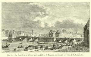 A Pont-Neuf 1760-ban, Raguenet festménye után, amely a szamaritánus fürdőhöz tartozik alkotó: French School