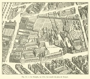 A templom, 1734-ben; Fakszimile Turgot tervéről alkotó: French School
