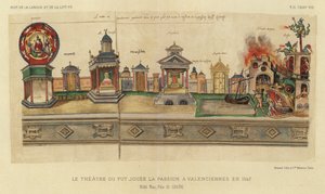 A Theater Ou Fut Jouee La Passion Valenciennes-ben 1547-ben (színes litho) alkotó: French School