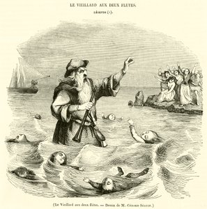 Az öregember két fuvolával (metszet) alkotó: French School