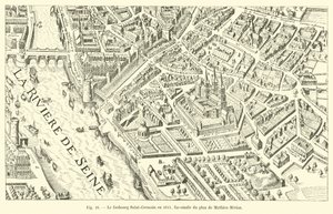 Faubourg Saint-Germain 1615-ben, Mathieu Merian tervének fakszimile alkotó: French School