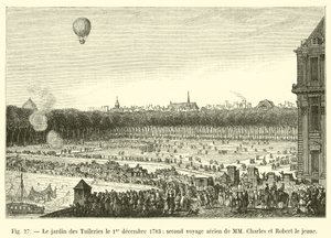 A Tuileries-kert 1783. december 1-jén, MM Charles és fiatalabb Robert második repülőútja alkotó: French School