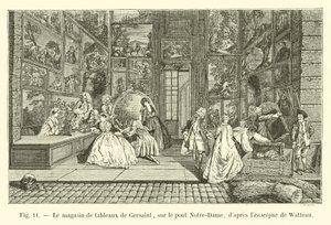 Gersaint képboltja, a Notre-Dame hídon, Watteau felirata után alkotó: French School