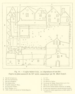 Sainte-Croix templom, melléképületei és szigete; századi kéziratos terv szerint, amelyet M Albert Lenoir közölt alkotó: French School