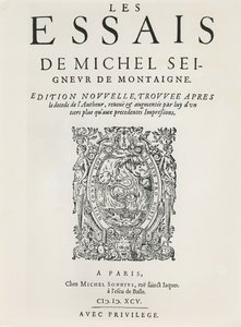 Michel de Montaigne „Les Essais”, 1595-ben megjelent (metszet) alkotó: French School