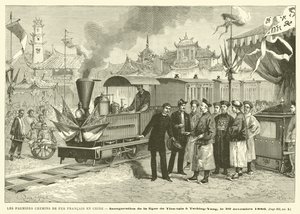 Az első francia vasutak Kínában (metszet) alkotó: French School