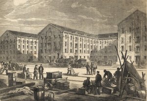 Les docks de Rouen en en 1866 – Rouen dokkjai 1866-ban – metszet alkotó: French School