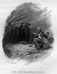 A tisztelendő atyák, Chanson de Beranger Pierre Jean de Beranger (1780-1857) francia költő és dalszerző „Az életmű befejeződik” című művében (1834). alkotó: French School