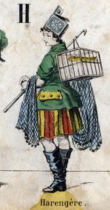 H betű: Hering. Metszet "ábécé maskara". Új Epinal képalkotás. Nyomda-litográfia Pinot et Sagaire, szerkesztők, Epinal, 19. század második fele. Ná 491 tábla 25 világító betűvel. Mérete: 40,5x28 cm alkotó: French School