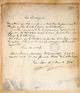 Tiltakozó levél, amelyben a nők sorbonne-i könyvtárába való belépésének megtagadását kérik alkotó: French School