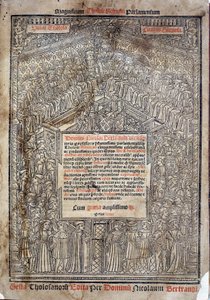A toulouse-i parlamentben az igazságszolgáltatásról szóló perirat a "De Tholosanorum Gestis"-ben, Nicolas Bertrand, Toulouse alkotó: French School