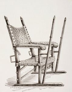 A spanyol I. Carlos által használt alomszék, a Les Arts au Moyen Age-ből, 1873-ban alkotó: French School