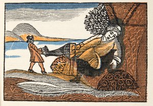 Little Thumb from Histories or Tales of Past Times elmesélte Mother Goose, Morals, M Perrault, pub. 1925 (kézzel színezett fatömbnyomat) alkotó: French School